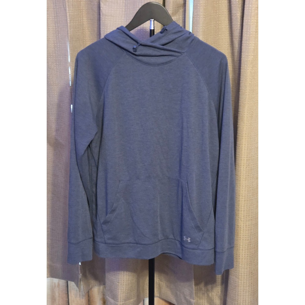 Under Armour‎ Loose Fit Hooded Pullover Shirt Womens Size Medium Blue Thumbholes